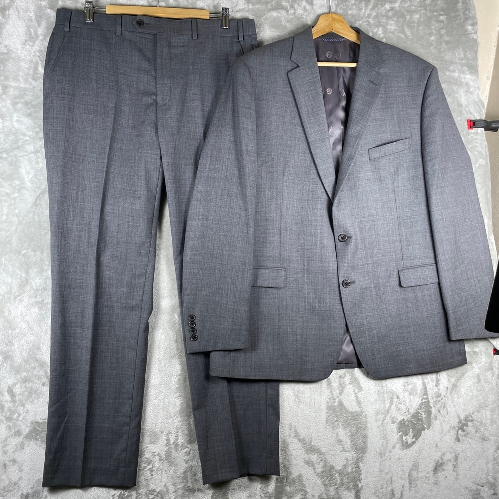 Lauren Ralph Lauren Suit Men 46L 36x32 Grey 2 Piece LRL Stretch Wool Blend